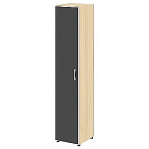 LT.SU-1.10 R (L) black (Акация лорка) Шкаф высокий узкий левый (1 высокий фасад стекло лакобель черное в раме)