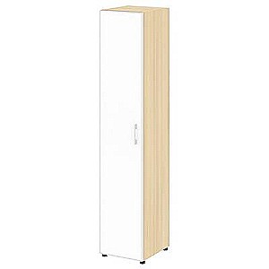 LT.SU-1.10 R (L) white (Акация лорка) Шкаф высокий узкий левый (1 высокий фасад стекло лакобель белое в раме)