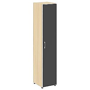 LT.SU-1.10 R (R) black (Акация лорка) Шкаф высокий узкий правый (1 высокий фасад стекло лакобель черное в раме)