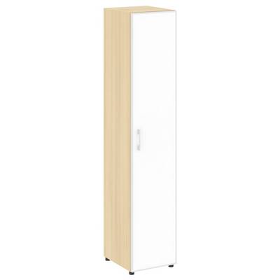 Yalta LT.SU-1.10 R (R) white (Акация лорка) Шкаф высокий узкий правый (1 высокий фасад стекло лакобель белое в раме)