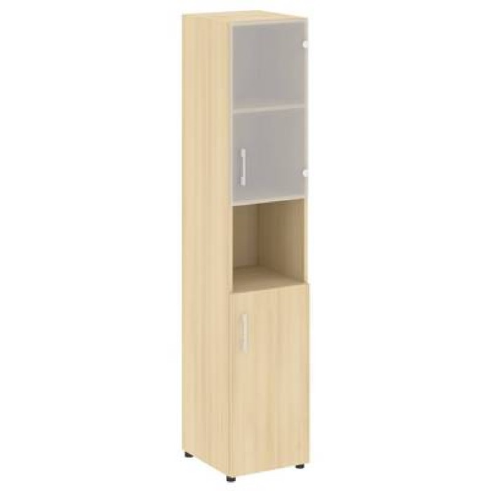 LT.SU-1.4 (R) (Акация лорка) Шкаф высокий узкий правый (1 низкий фасад ЛДСП + 1 низкий фасад стекло)