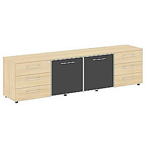 LT.TS-4.2 Black (Акация лорка) Тумба наборная - 4 секции (стекло лакобель черное в раме)
