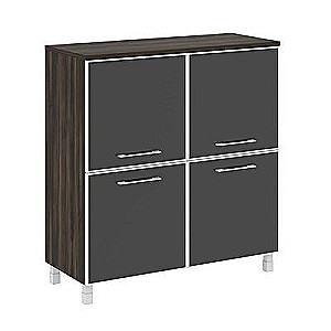 LT.SD-1.2 R black  (Дуб мали) Шкаф четырехсекционный (4 фасада квадратных стекло в раме лакобель черное)