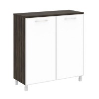 Yalta LT.SD-1.4 R white (Дуб мали) Шкаф четырехсекционный (2 фасада прямоу-ых стекло в раме лакобель белое)