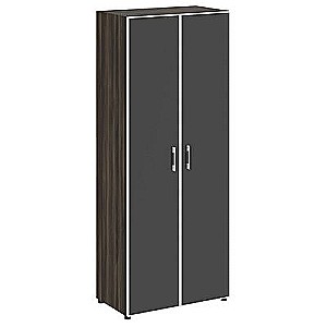 LT.ST-1.10 R black (Дуб мали) Шкаф высокий широкий (2 высоких фасада стекло лакобель черное в раме)