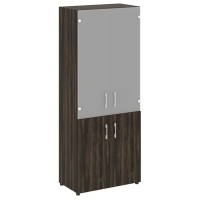 Yalta LT.ST-1.2 (Дуб мали) Шкаф высокий широкий (2 низких фасада ЛДСП + 2 средних фасада стекло)