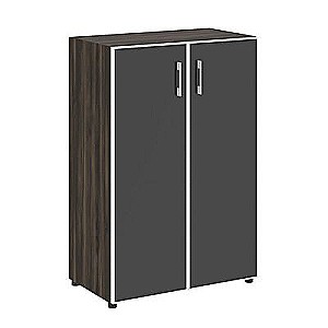 LT.ST-2.4 R black (Дуб мали) Шкаф средний широкий (2 средних фасада стекло лакобель черное в раме)