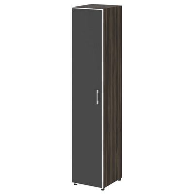 Yalta LT.SU-1.10 R (L) black (Дуб мали) Шкаф высокий узкий левый (1 высокий фасад стекло лакобель черное в раме)