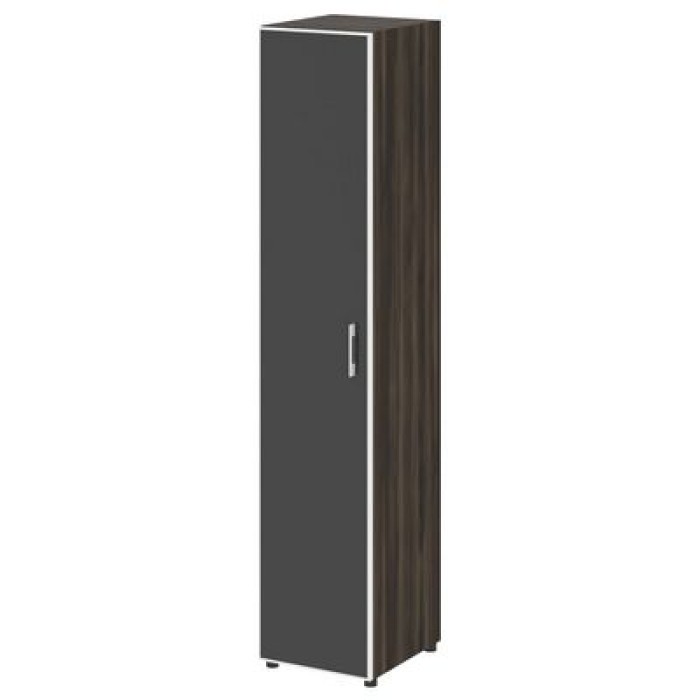 LT.SU-1.10 R (L) black (Дуб мали) Шкаф высокий узкий левый (1 высокий фасад стекло лакобель черное в раме)