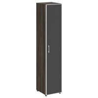 Yalta LT.SU-1.10 R (R) black (Дуб мали) Шкаф высокий узкий правый (1 высокий фасад стекло лакобель черное в раме)