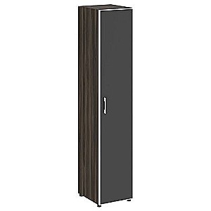 LT.SU-1.10 R (R) black (Дуб мали) Шкаф высокий узкий правый (1 высокий фасад стекло лакобель черное в раме)