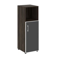 Yalta LT.SU-2.2 R (R) black (Дуб мали) Шкаф средний узкий правый (1 низкий фасад стекло лакобель черный в раме)