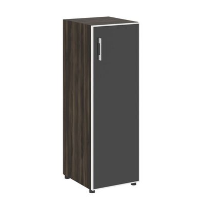 Yalta LT.SU-2.4 R (R) black (Дуб мали) Шкаф средний узкий правый (1 средний фасад стекло лакобель черный в раме)