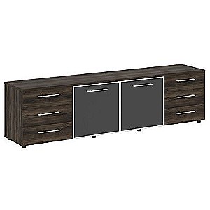 LT.TS-4.2 Black (Дуб мали) Тумба наборная - 4 секции (стекло лакобель черное в раме)