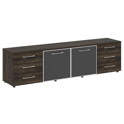 Yalta LT.TS-4.2 Black (Дуб мали) Тумба наборная - 4 секции (стекло лакобель черное в раме)