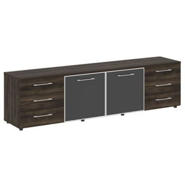 LT.TS-4.2 Black (Дуб мали) Тумба наборная - 4 секции (стекло лакобель черное в раме)