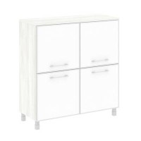 Yalta LT.SD-1.2 R white (Снежная патина) Шкаф четырехсекционный (4 фасада квадратных стекло в раме лакобель белое)