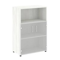 Yalta LT.ST-2.2 (Снежная патина) Шкаф средний широкий (2 низких фасада стекло)