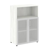 Yalta LT.ST-2.2 R (Снежная патина) Шкаф средний широкий (2 низких фасада стекло в раме)