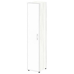 LT.SU-1.10 R (L) white (Снежная патина) Шкаф высокий узкий левый (1 высокий фасад стекло лакобель белое в раме)