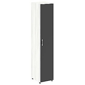 LT.SU-1.10 R (R) black (Снежная патина) Шкаф высокий узкий правый (1 высокий фасад стекло лакобель черное в раме)