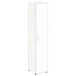 LT.SU-1.10 R (R) white (Снежная патина) Шкаф высокий узкий правый (1 высокий фасад стекло лакобель белое в раме)