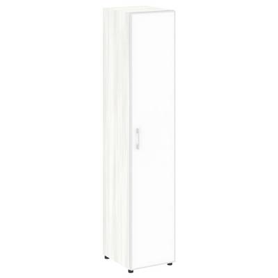 Yalta LT.SU-1.10 R (R) white (Снежная патина) Шкаф высокий узкий правый (1 высокий фасад стекло лакобель белое в раме)