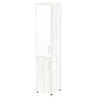Yalta LT.SU-1.2 R (L) white (Снежная патина) Шкаф высокий узкий левый (1 низкий фасад ЛДСП + 1 средний фасад стекло лакобель белый в раме)