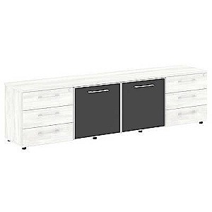 LT.TS-4.2 Black (Снежная патина) Тумба наборная - 4 секции (стекло лакобель черное в раме)
