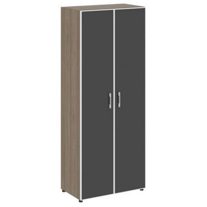 LT.ST-1.10 R black (Вяз благородный) Шкаф высокий широкий (2 высоких фасада стекло лакобель черное в раме)