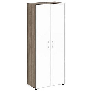LT.ST-1.10 R white (Вяз благородный) Шкаф высокий широкий (2 высоких фасада стекло лакобель белое в раме)