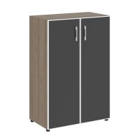 Yalta LT.ST-2.4 R black (Вяз благородный) Шкаф средний широкий (2 средних фасада стекло лакобель черное в раме)