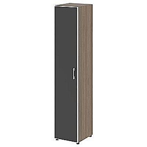 LT.SU-1.10 R (L) black (Вяз благородный) Шкаф высокий узкий левый (1 высокий фасад стекло лакобель черное в раме)