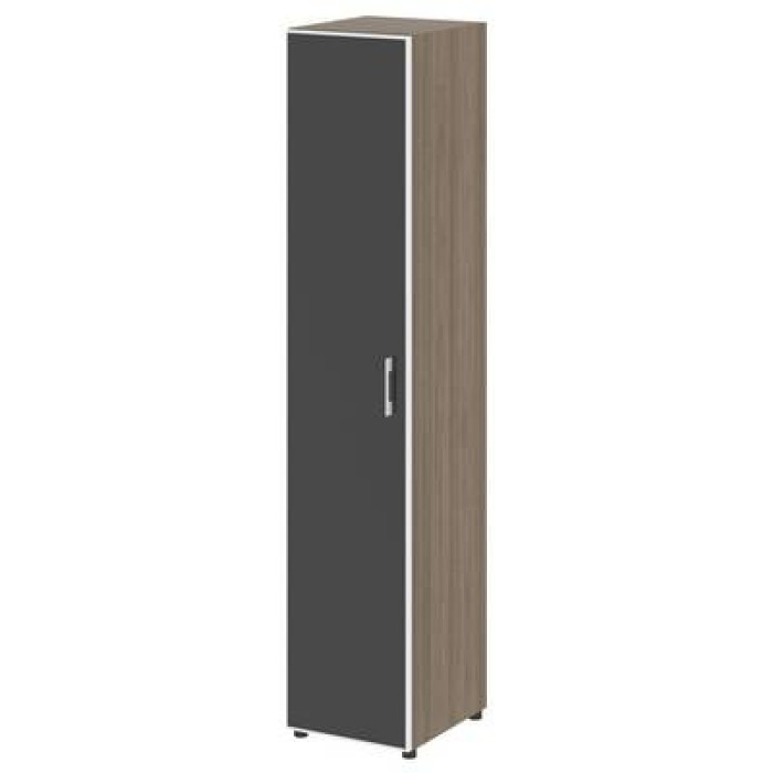 LT.SU-1.10 R (L) black (Вяз благородный) Шкаф высокий узкий левый (1 высокий фасад стекло лакобель черное в раме)