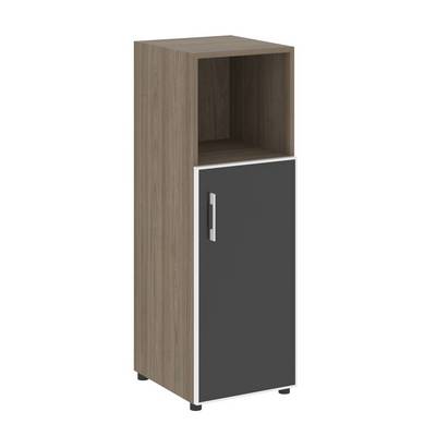 Yalta LT.SU-2.2 R (R) black (Вяз благородный) Шкаф средний узкий правый (1 низкий фасад стекло лакобель черный в раме)