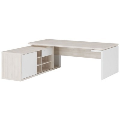 Zion ZIO28510821 (светлый дуб/белый) Стол рабочий на опорной креденции левый