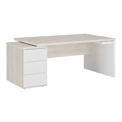 Zion ZIO28511421 (светлый дуб/белый) Стол рабочий на опорной тумбе левый