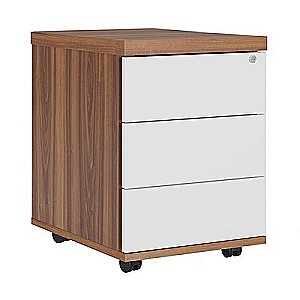 ZIO28530313 (орех/белый) Тумба подкатная с 3 ящиками