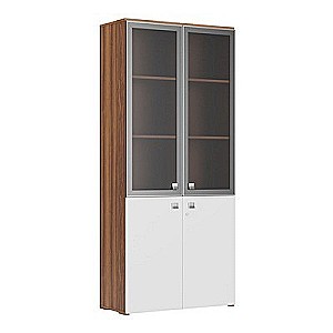 ZIO28550313 (орех/белый) Шкаф для бумаг стекло