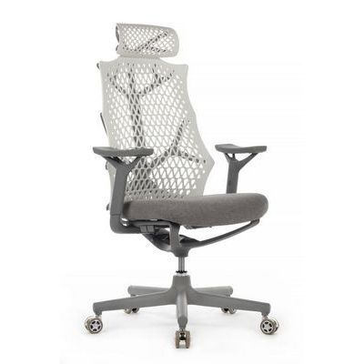 RV Design Ego A644 (Серая ткань/Белый пластик) Офисное кресло
