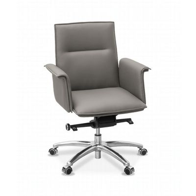 Лео Н ML (Серо-коричневая экокожа) Кресло посетителя