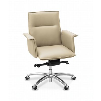 Лео Н ML (Бежевая кожа) Кресло посетителя