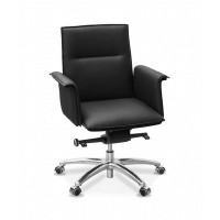 Лео Н ML (Черная кожа) Кресло посетителя