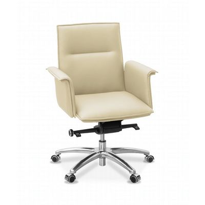 Лео Н ML (Светло-бежевая кожа) Кресло посетителя