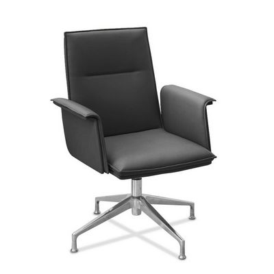 Лео Л НХ4 (Черная экокожа) Кресло посетителя