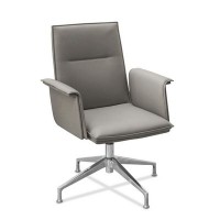 Лео Л НХ4 (Серо-коричневая экокожа) Кресло посетителя