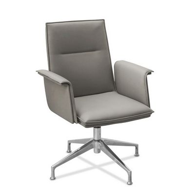 Лео Л НХ4 (Серо-коричневая экокожа) Кресло посетителя