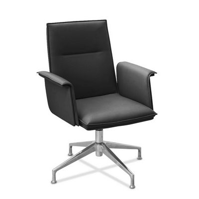 Лео Л НХ4 (Черная кожа) Кресло посетителя