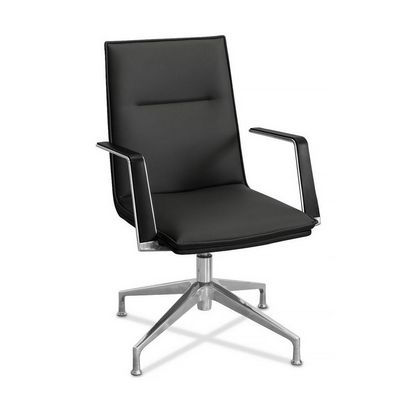 Соло СЛ НХ4 (Черная экокожа) Кресло посетителя