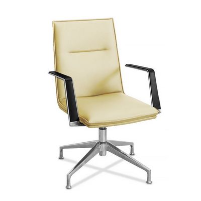 Соло СЛ НХ4 (Бежевая кожа) Кресло посетителя